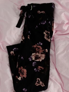 Dynamite Black Wide-Leg Floral Tie-Waist Pants